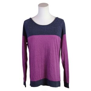 Chaser Plum Charcoal Open Back Drape Long Sleeve Color Block Top Size M NEW